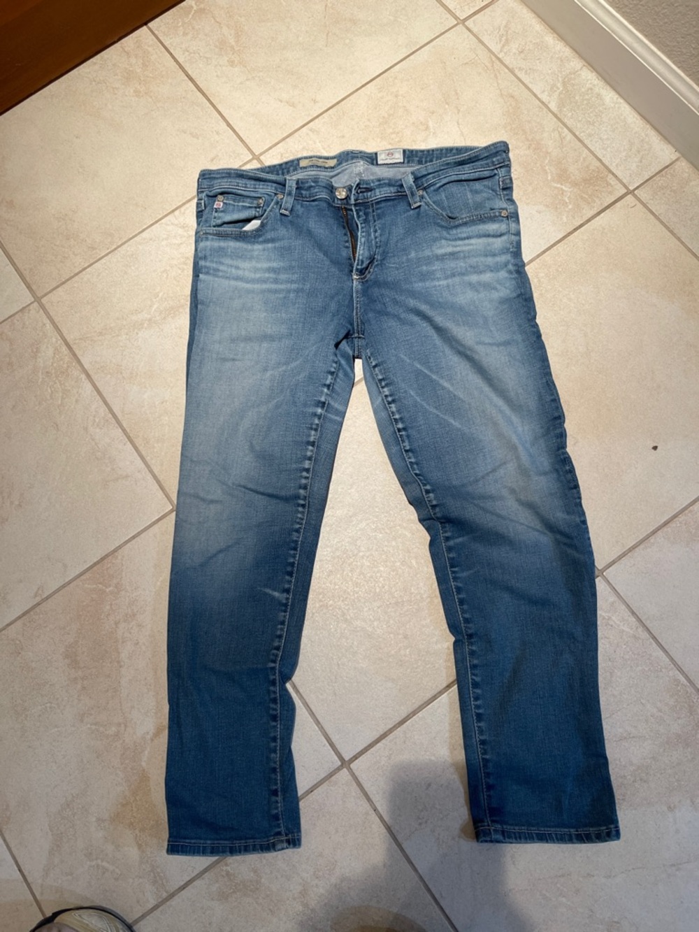 Ag Adriano Goldschmied Light Blue Cropped Ankle Jeans